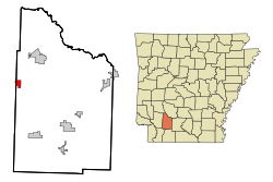 Localización en el condado de Nevada y en el estado de Arkansas