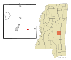 Newton County Mississippi Incorporated and Unincorporated areas Hickory Highlighted.svg