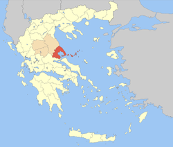 Ubicación de la prefectura de Magnesia en Grecia.