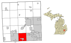 Localización de Farmington Hills en el estado de Míchigan, EE. UU.