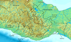 Mapa físico de la región del istmo