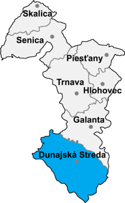 Distrito de Dunajská Streda la Región de Trnava