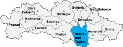 Distrito de Vranov nad Topľou la Región de Prešov
