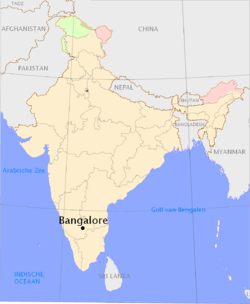Localización de Bangalore en la India