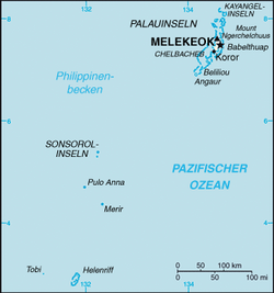 Mapa de Palaos donde se ven la islas
