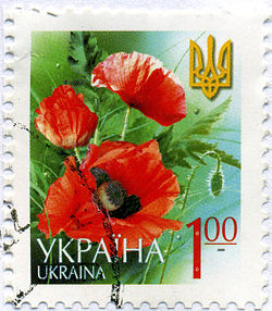 Papaver rhoeas on stamp of Ukrane.jpg