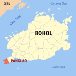 Mapa de la Bohol que muestra la situación de Panglao