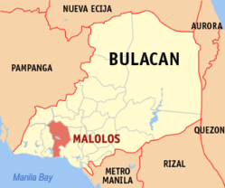 Mapa de Bulacán que muestra la situación de Malolos