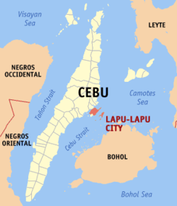 Mapa de Cebú que muestra la situación de Lapulapu