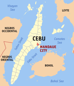 Mapa de Cebú que muestra la situación de Mandaue