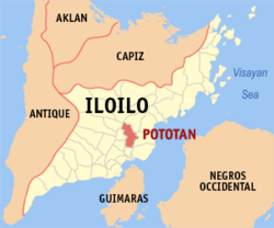 Mapa de Iloílo que muestra la situación de Pototan