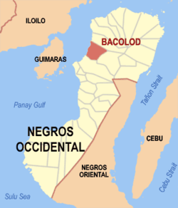 Mapa de Negros Occidental que muestra la situación de Bacólod