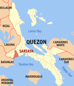 Mapa de Quezon que muestra la situación de Sariaya