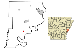 Localización en el condado de Phillips y en el estado de Arkansas