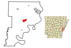 Localización en el condado de Phillips y en el estado de Arkansas