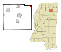 Pontotoc County Mississippi Incorporated and Unincorporated areas Sherman Highlighted.svg