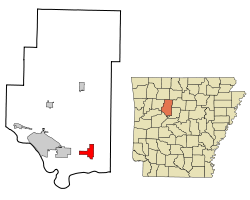 Localización en el condado de Pope y en el estado de Arkansas
