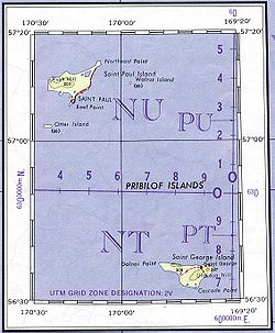 Mapa de las islas Pribilof.