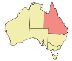 Ubicación del estado de Queensland en Australia, en cuyos rios habita el Neoceratodus forsteri