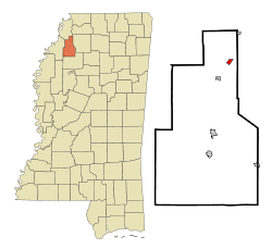Quitman County Mississippi Incorporated and Unincorporated areas Sledge Highlighted.svg