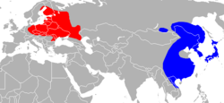 Distribución original (azul) e introducción (rojo).