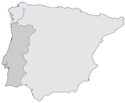 Localización del Miño en la península Ibérica.