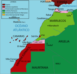Ubicación de África Occidental Española