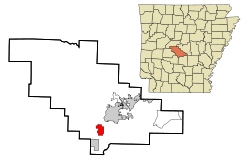 Localización en el condado de Saline y en el estado de Arkansas