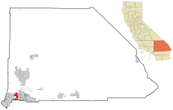 San Bernardino County California Incorporated and Unincorporated areas Fontana Highlighted.svg
