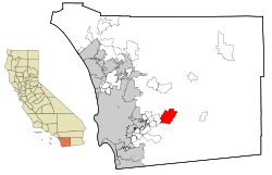 San Diego County California Incorporated and Unincorporated areas Alpine Highlighted.svg