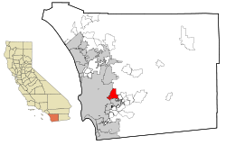 San Diego County California Incorporated and Unincorporated areas Santee Highlighted.svg