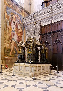Sevilla cathedral - tomb of christopher columbus.jpg