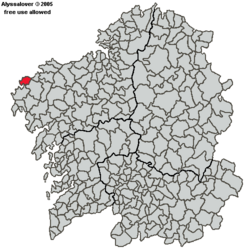 Localización de Camariñas en Galicia.