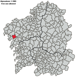 Localización de Outes en Galicia.