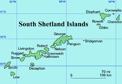 Mapa de las Islas Shetland del Sur