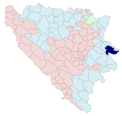 Localización de Srebrenica en Bosnia-Herzegovina