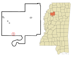 Tallahatchie County Mississippi Incorporated and Unincorporated areas Glendora Highlighted.svg