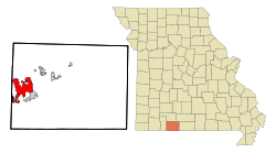 Localización en el Condado de Taney y en el estado de Misuri