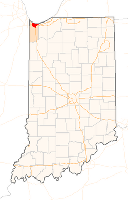 Localización en el estado de Indiana, USA