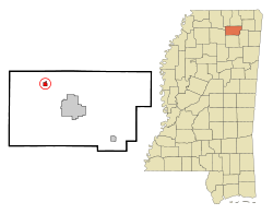 Union County Mississippi Incorporated and Unincorporated areas Myrtle Highlighted.svg
