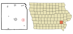 Washington County Iowa Incorporated and Unincorporated areas Ainsworth Highlighted.svg
