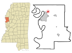 Washington County Mississippi Incorporated and Unincorporated areas Metcalfe Highlighted.svg