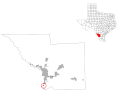 Ubicación de El Cenizo en el Condado de Webb y Texas