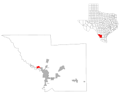 Ubicación de Ranchos Penitas West en el Condado de Webb y Texas
