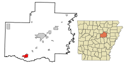 Localización en el condado de White y en el estado de Arkansas