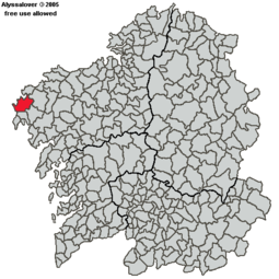 Localización de Mugía en Galicia.