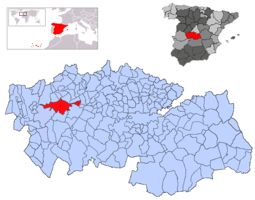 Localización de Gamonal respecto a la Provincia de Toledo, España y Europa