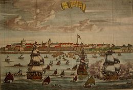 Pintura neerlandesa de 1680 mostrando la ciudad.