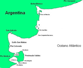 Mapa de la región del golfo Nuevo