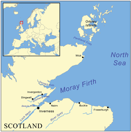 Mapa de la región del fiordo de Moray